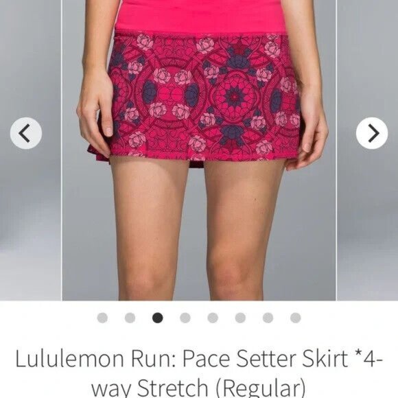 Lululemon  Pace Setter skirt tennis   Prisma Guava Lava  floral pink  sz  6 EUC - Picture 4 of 7